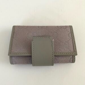 Gucci Made in Italy Grey Leather Lavender Canvas GG Print Key & Card Holder